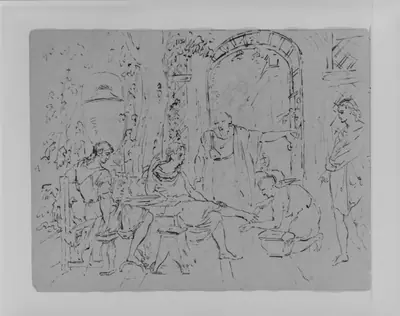 Compositional Study With Man Getting His Feet Washed (from Sketchbook)