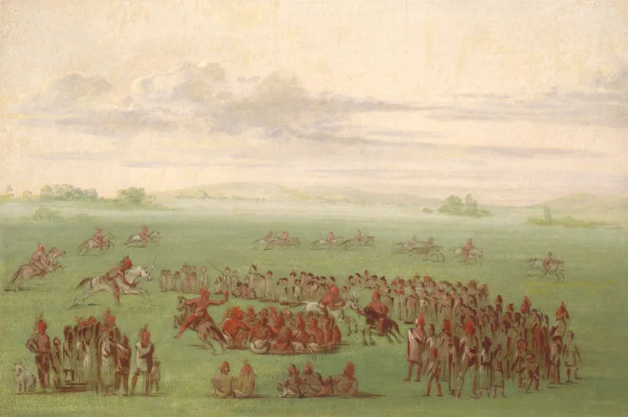 "Smoking Horses," a Curious Custom of the Sauk and Fox by George Catlin, born Wilkes-Barre, PA 1796-died Jersey City, NJ 1872