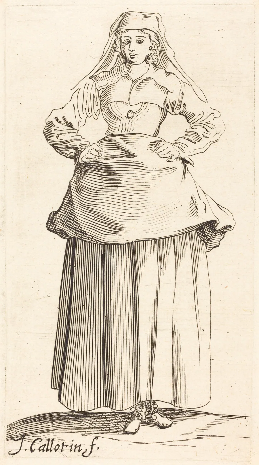 Young Woman with Hands on Hips, Front View by Israel Henriet