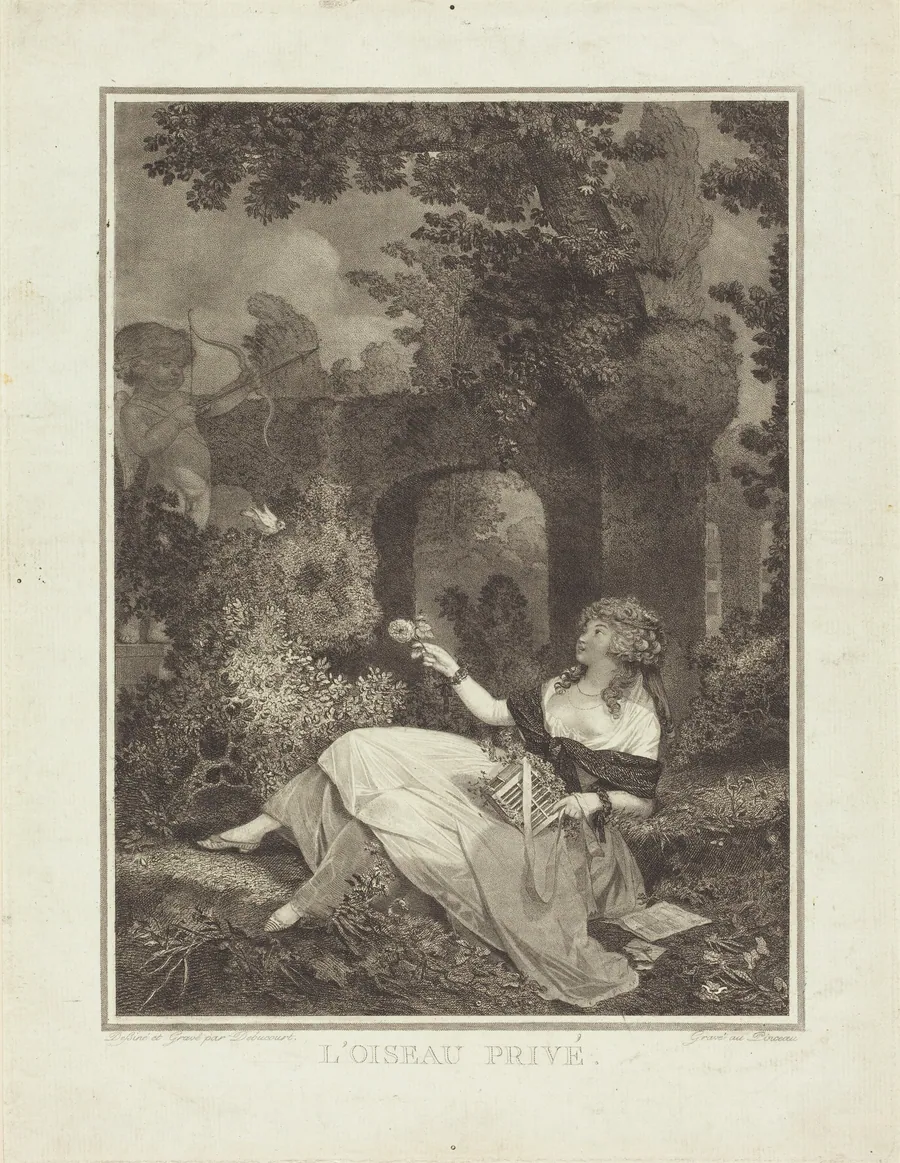 L'Oiseau privé by Philibert-Louis Debucourt