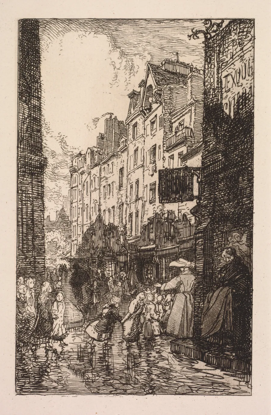La Biévre, Les Gobelins, Saint-Séverin: Le Quartier Saint-Séverin: La Rue des Prêtres Saint-Séverin by Auguste Louis Lepère