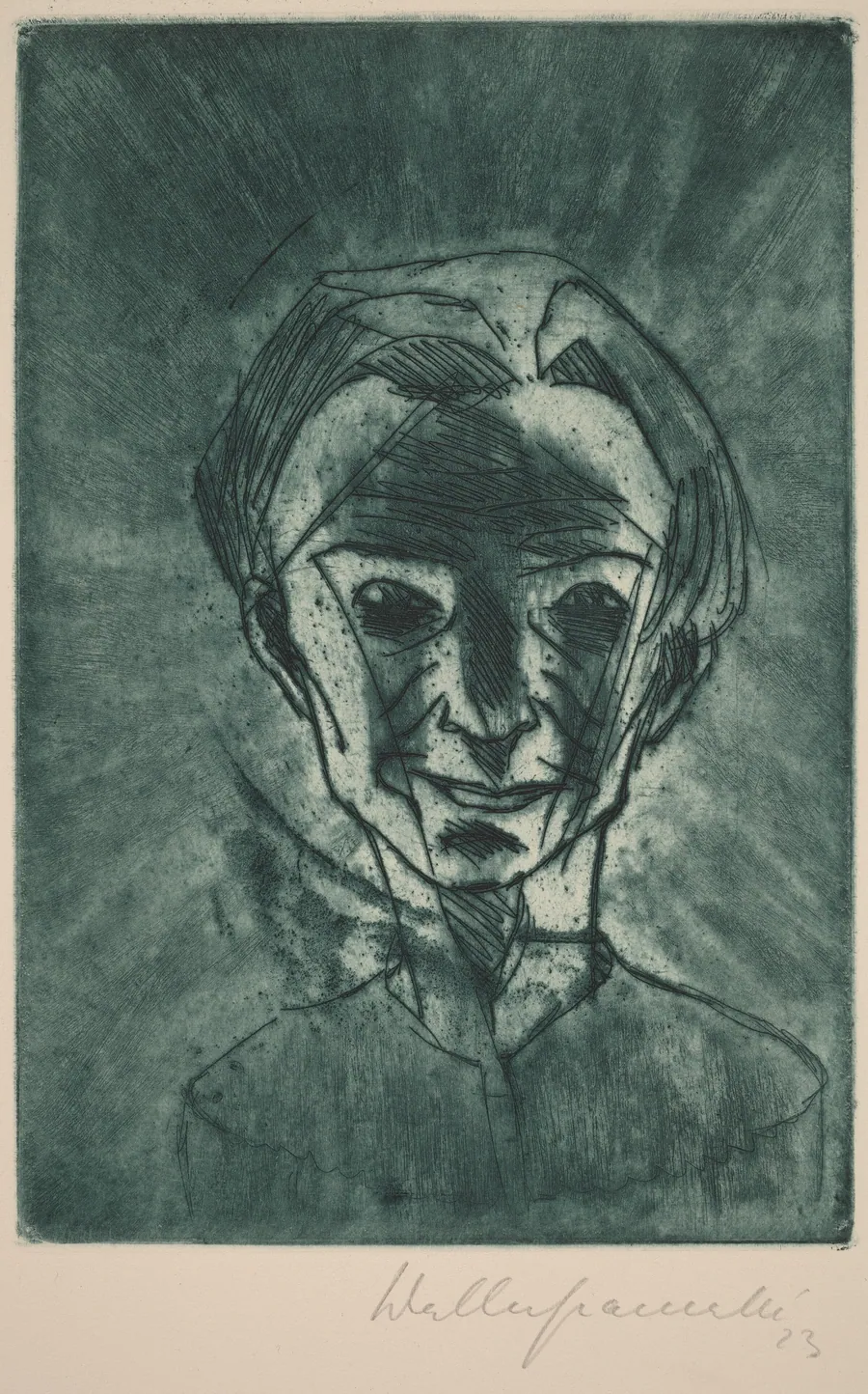 Smiling Head, Self-portrait (Lächelnder Kopf, Selbstporträt) by Walter Gramatté