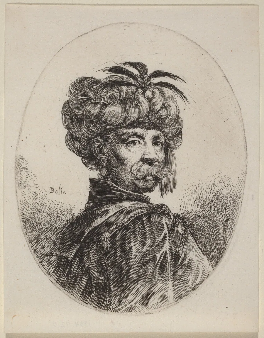 Moor in a Turban Trimmed with Five Feathers by Stefano Della Bella