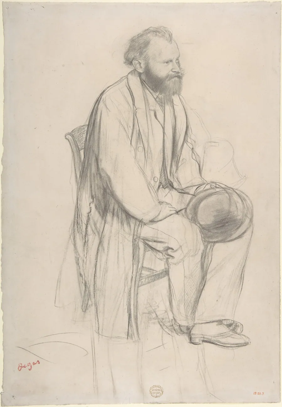 Édouard Manet, Seated, Holding His Hat by Edgar Degas
