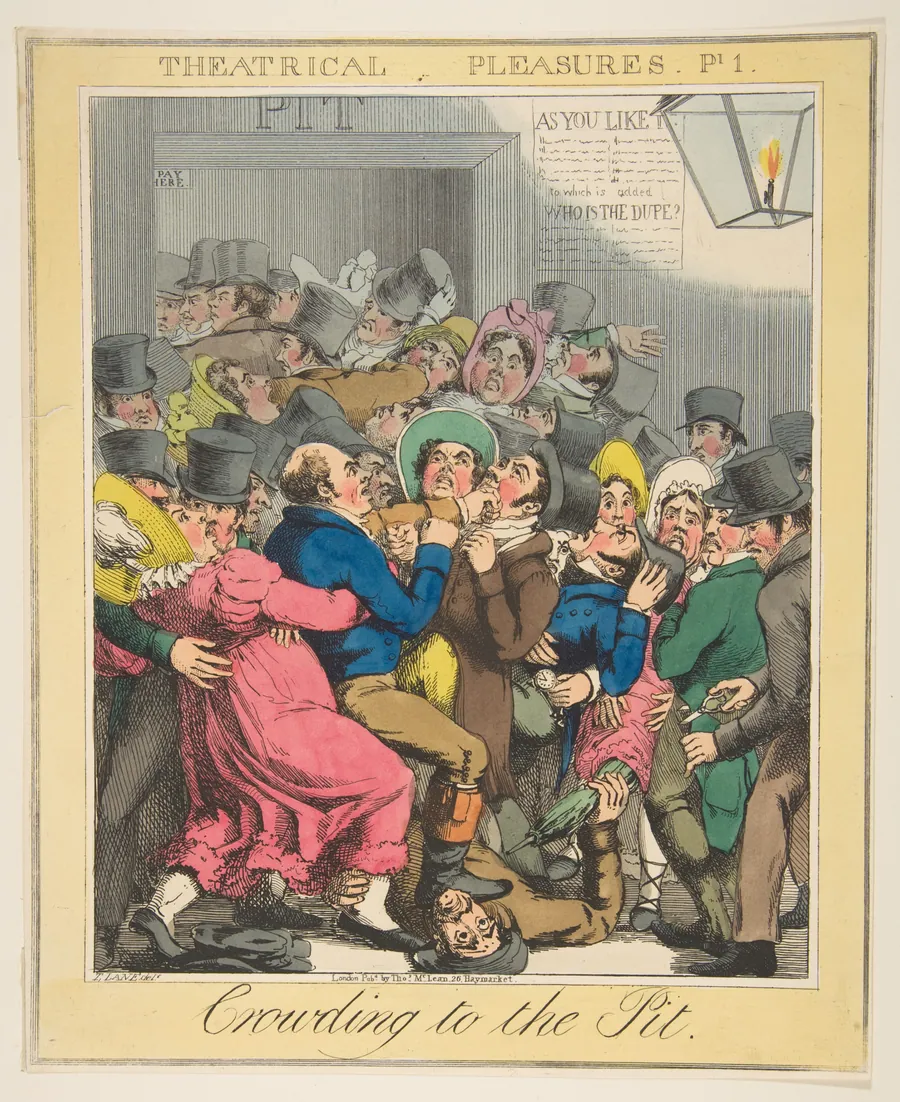 Theatrical Pleasures, Plate 1: Crowding to the Pit by Theodore Lane