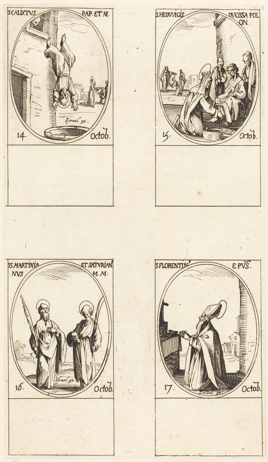 St. Calixtus; St. Hedwiges; Sts. Martinian and Saturian; St. Florentinus by Jacques Callot