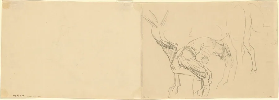 Study for "Shoeing Calvary Horses at the Front" [verso] by John Singer Sargent