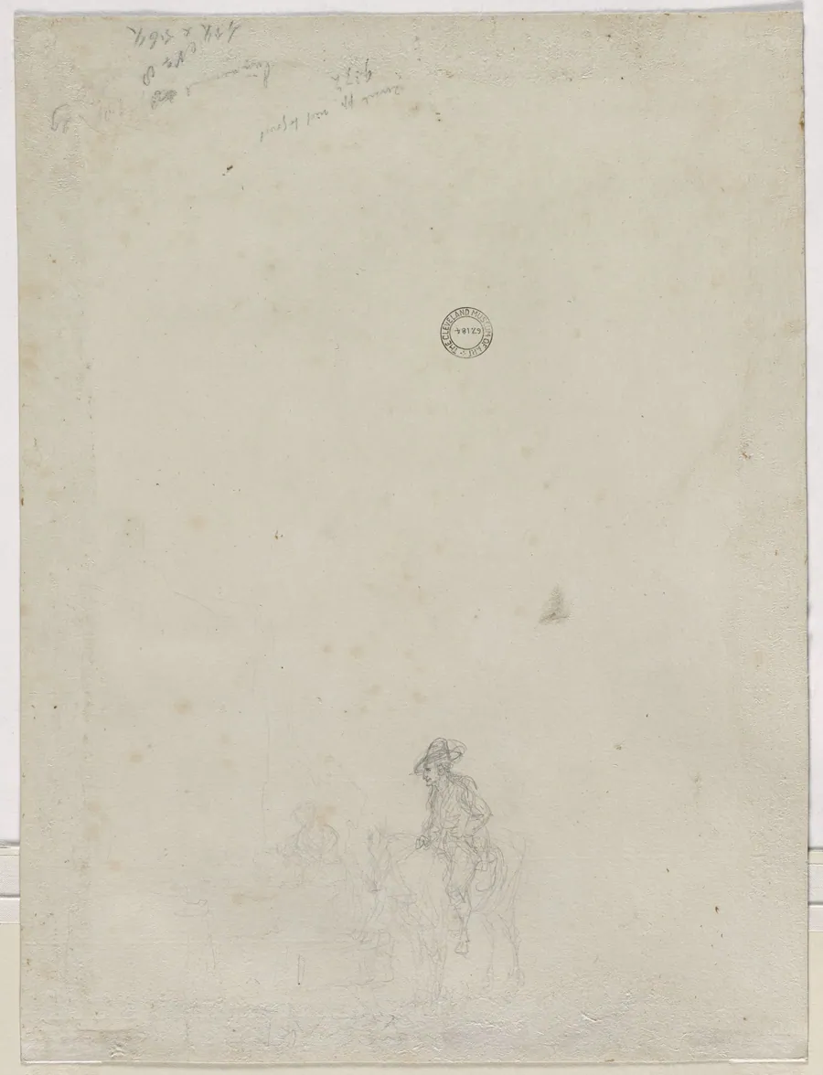 Sketch of Peasants at a Fountain (verso) by Dirk Langendijk