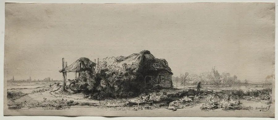 Landscape with a  Cottage and Hay Barn: Oblong by Rembrandt van Rijn