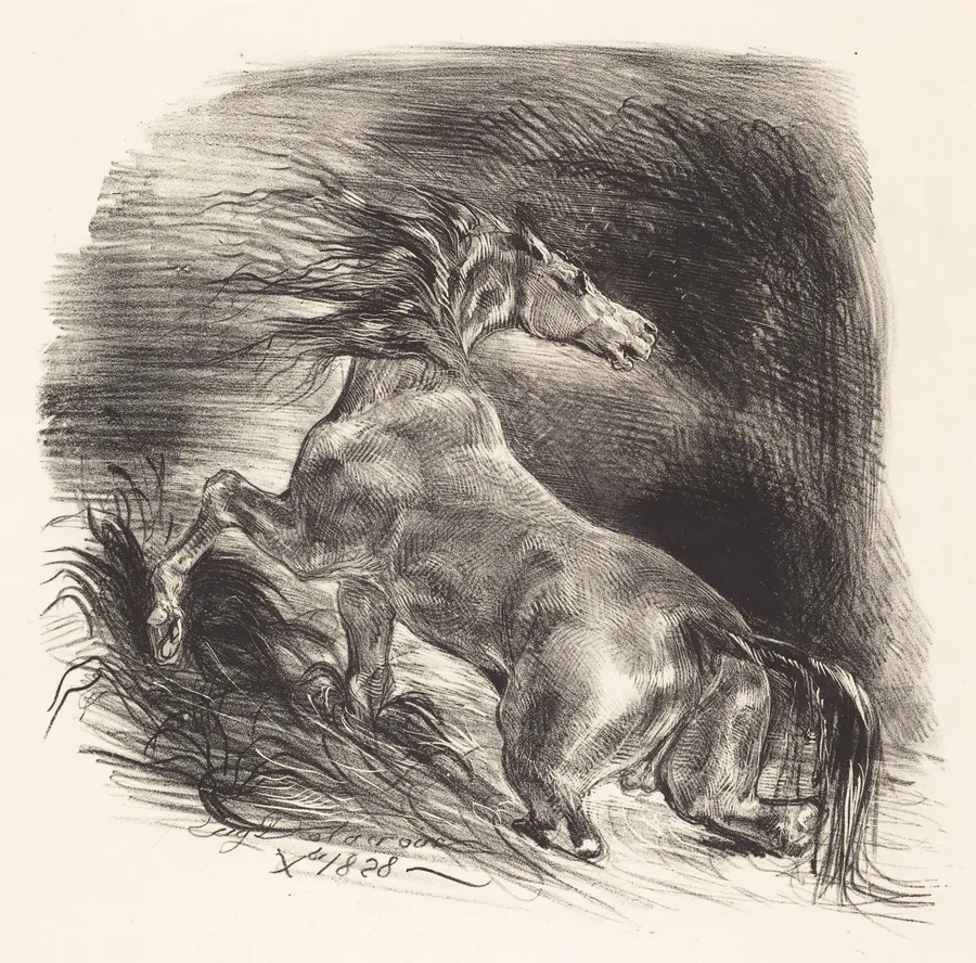 Wild Horse Coming out of the Water (Cheval sauvage) by Eugène Delacroix