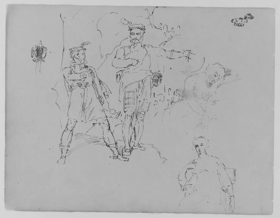 Composition with Two Highlanders (from Sketchbook) by Thomas Sully