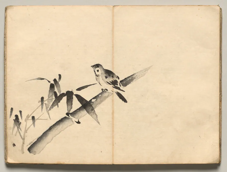 Sparrow in Bamboo from Ōkyo Picture Book by Maruyama Ōkyo