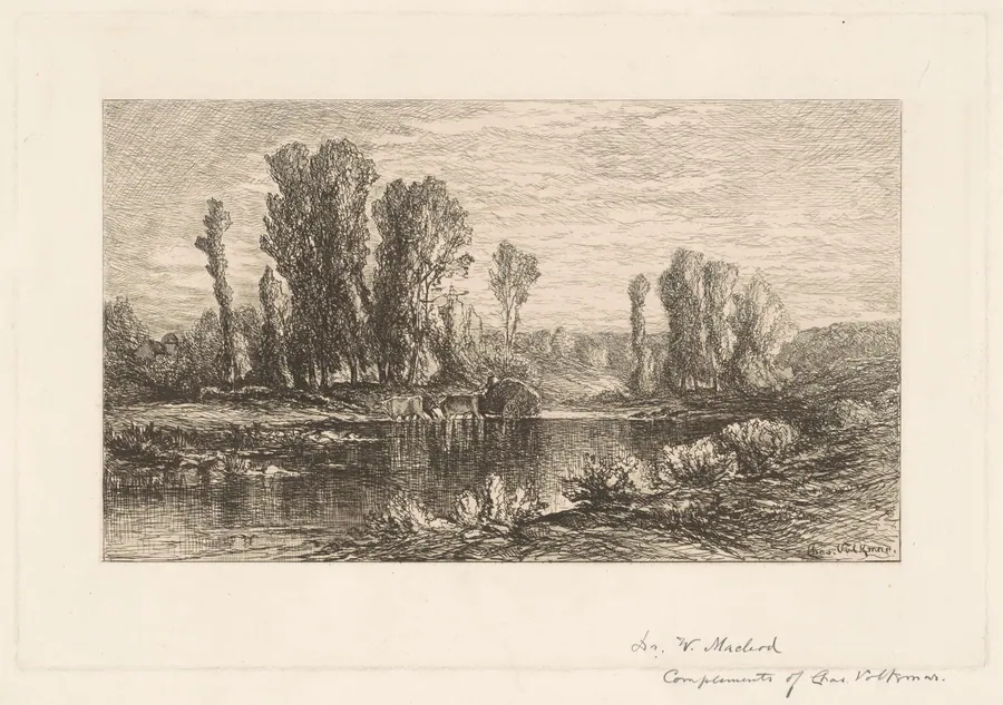 Landscape with Hay Wagon by Charles Volkmar