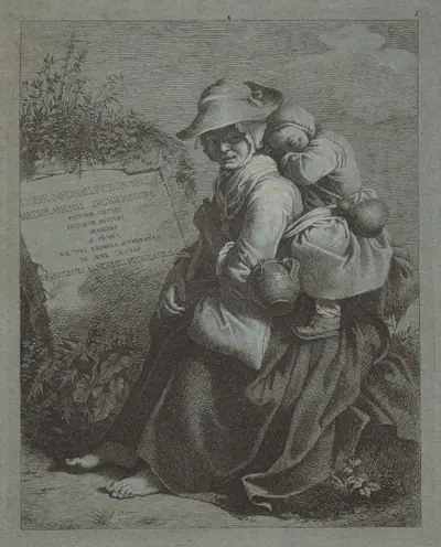Seated Peasant Woman with Sleeping Child