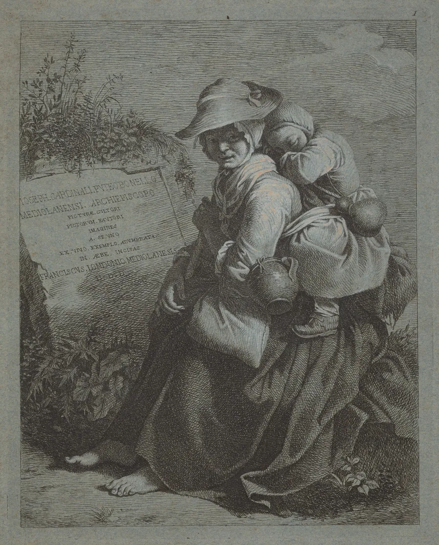 Seated Peasant Woman with Sleeping Child by Francesco Londonio