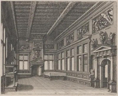 Interior with Buffet, Chimney, and Religious Paintings