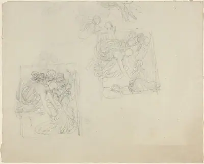 Studies for a Monument with Angels Reaching Down to a Praying Figure [recto and verso]