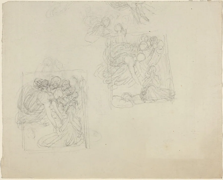 Studies for a Monument with Angels Reaching Down to a Praying Figure [recto and verso] by John Flaxman