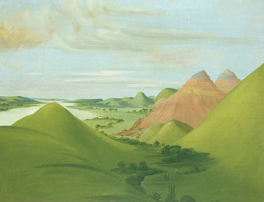 Iron Bluff, 1200 Miles above St. Louis by George Catlin, born Wilkes-Barre, PA 1796-died Jersey City, NJ 1872