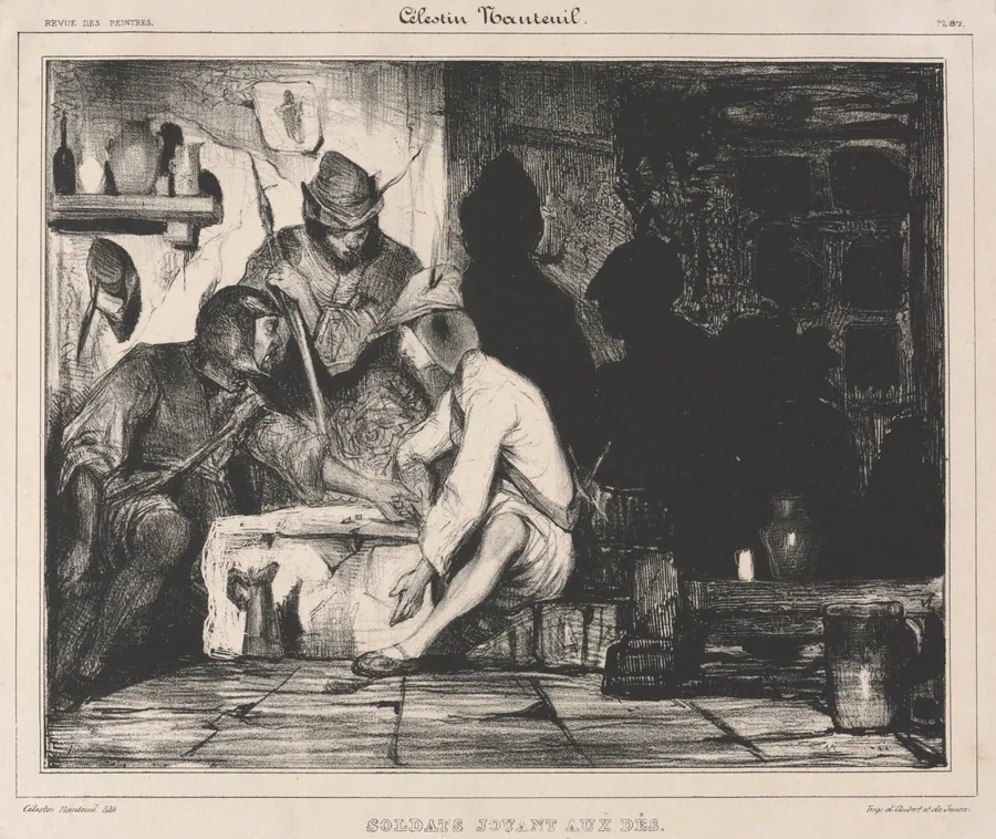 Soldiers Playing Dice by Célestin François Nanteuil