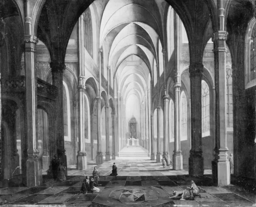 Det indvendige af en kirke by Johann Peter Neef