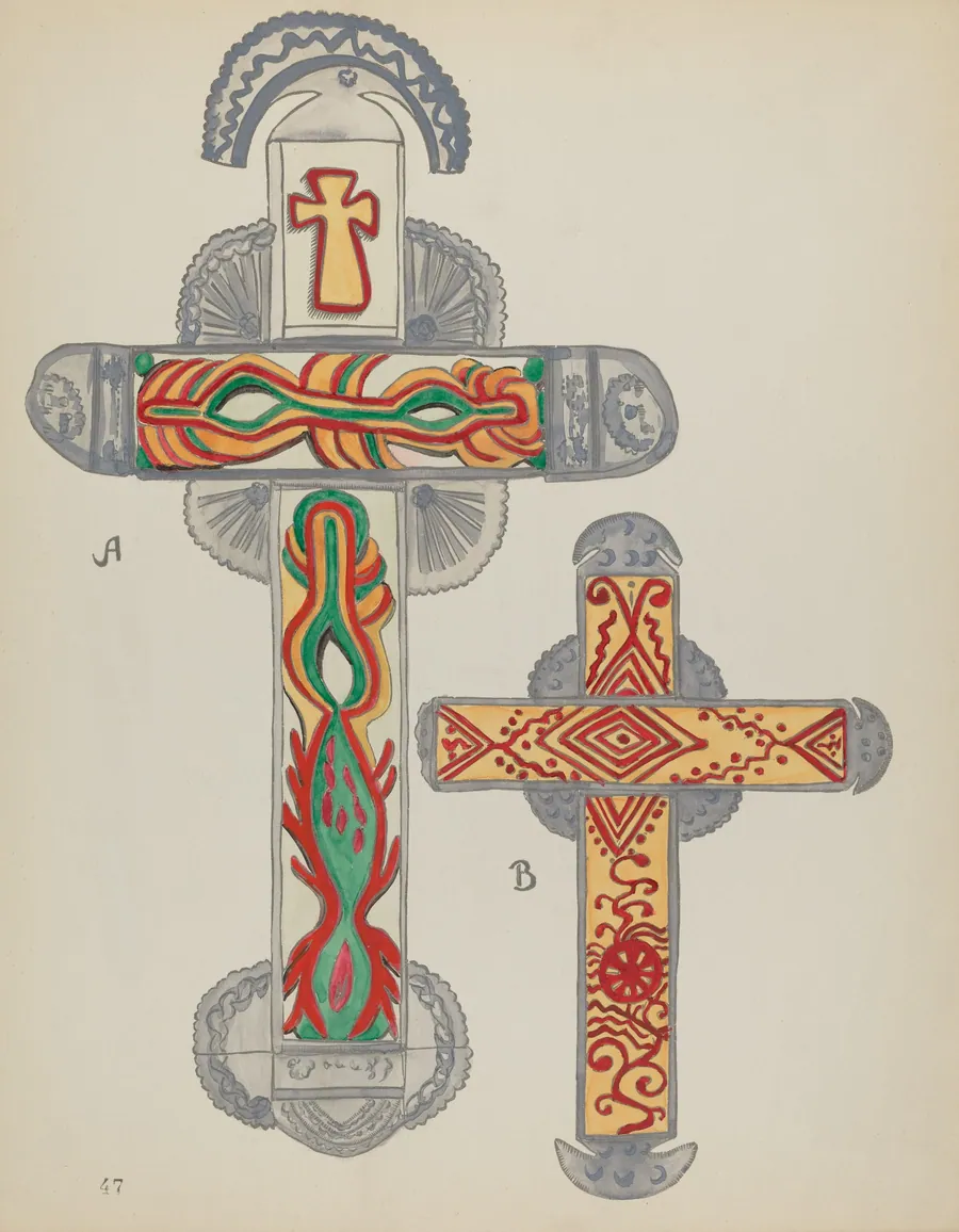 Plate 47: Crosses of Tin: From Portfolio "Spanish Colonial Designs of New Mexico" by American 20th Century