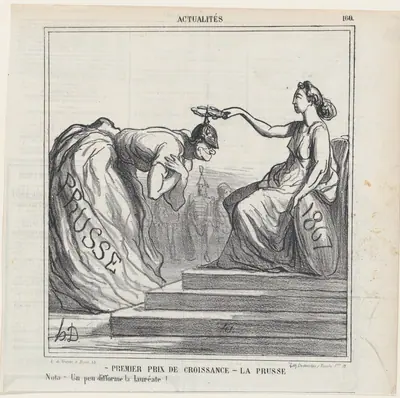 First prize for growth – Prussia: Note: the prize winner is a bit deformed, from 'News of the day,' published in Le Charivari, August 13, 1867