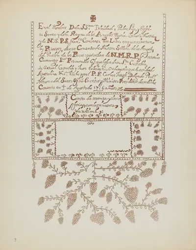 Plate 3: Pecos Book of Visitations: From Portfolio "Spanish Colonial Designs of New Mexico"