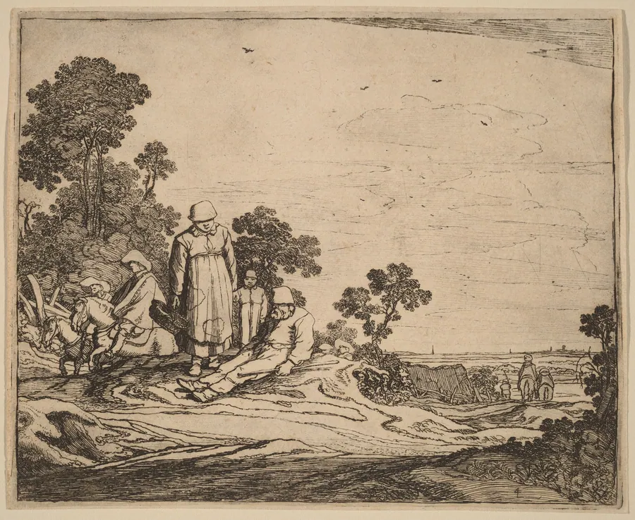 Woman and Child Standing near a Seated Peasant by Pieter Molijn
