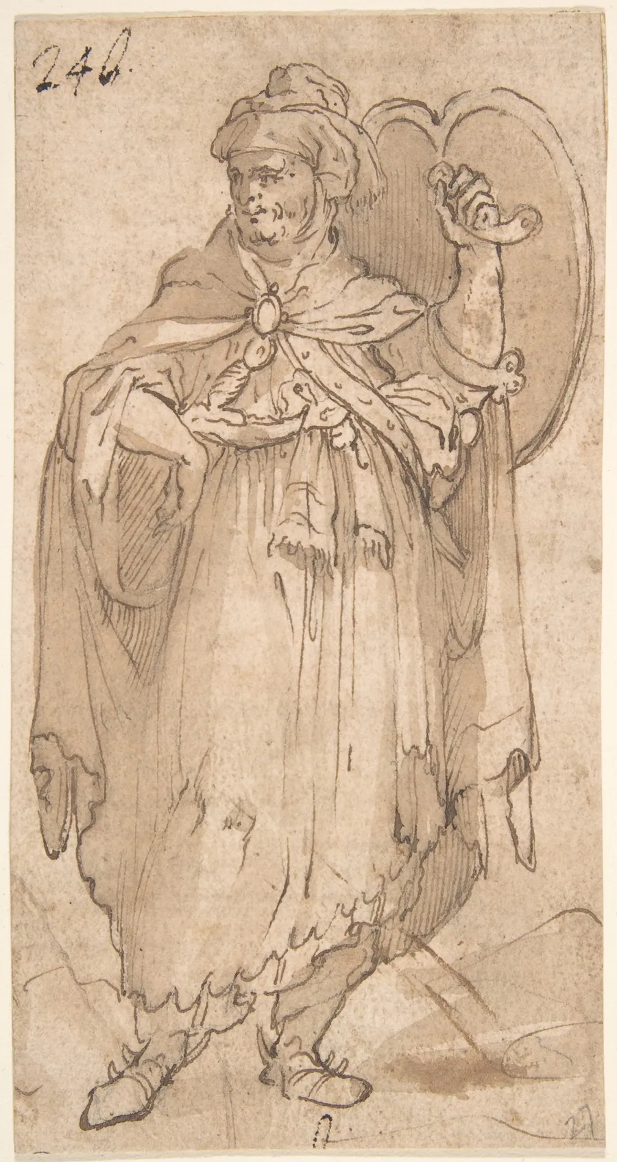 Man in Turkish Costume Holding a Shield by Anonymous, Netherlandish, 16th century