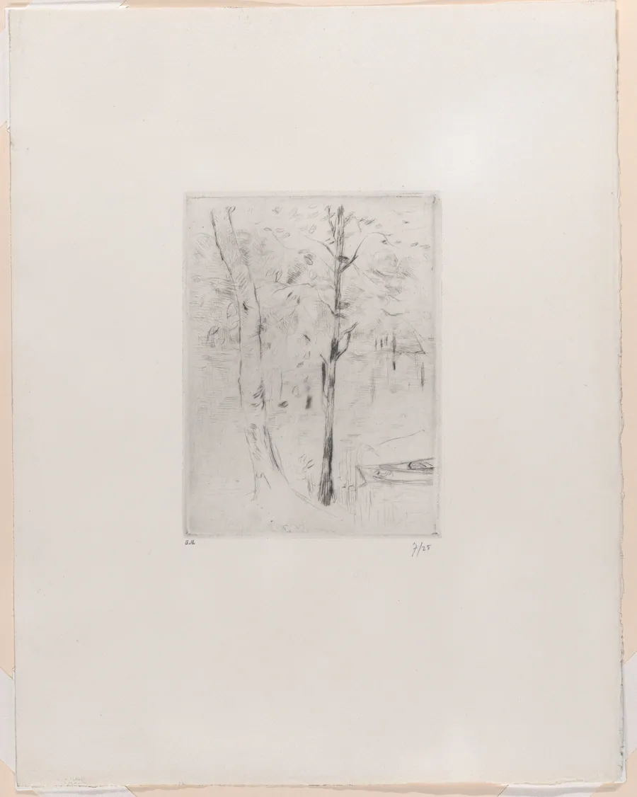 Landscape (Tree-trunks near a River) by Berthe Morisot