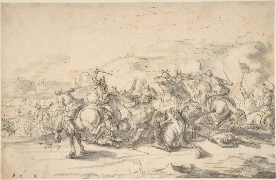 Battle Scene:  a Cavalry Engagement by Jacques Courtois