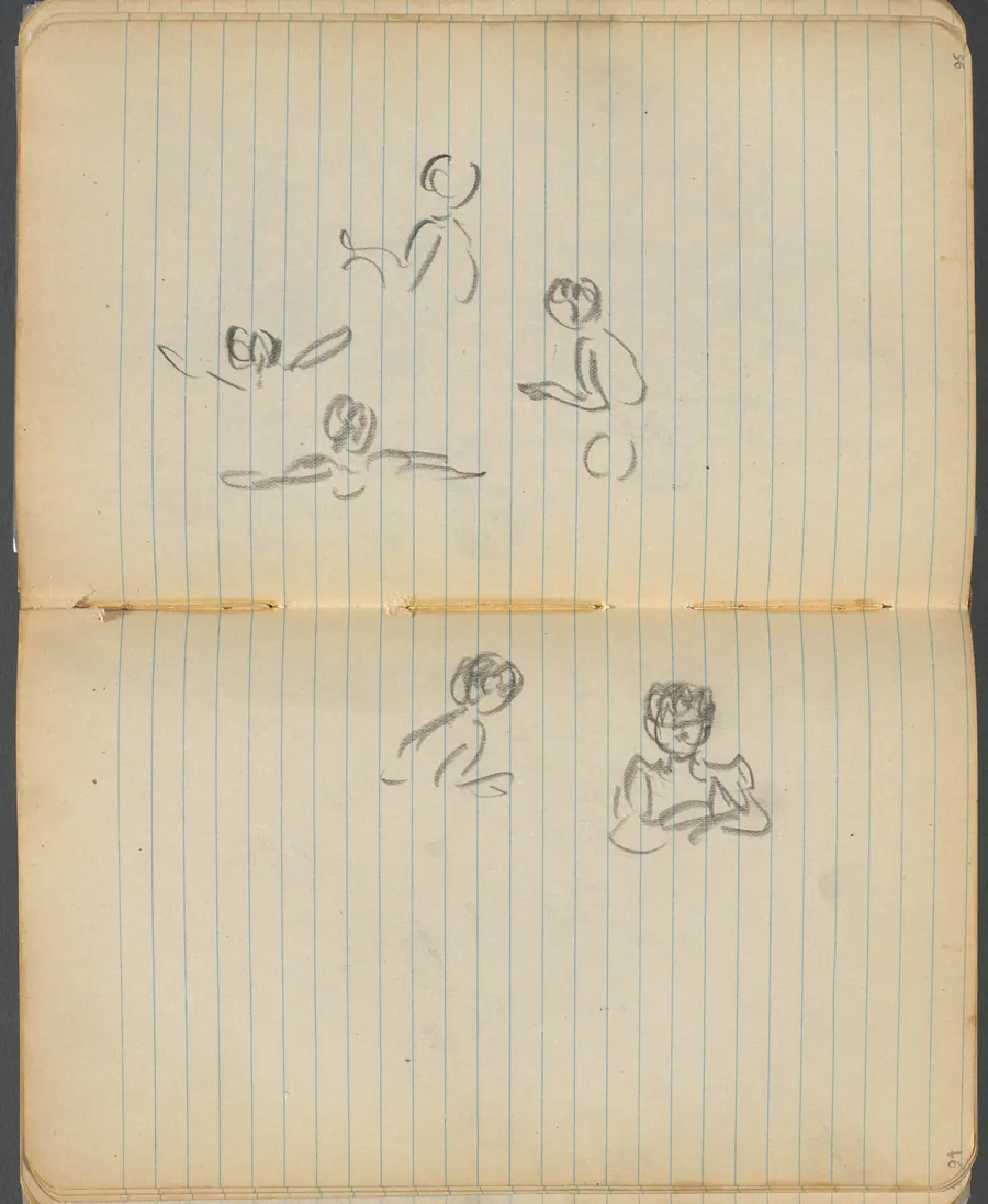 Sketchbook, page 094 & 95: Swimming Figures by Maurice Prendergast