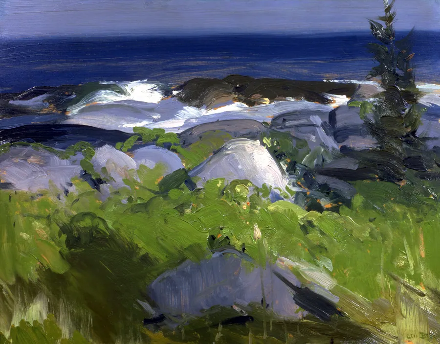 Vine Clad Shore--Monhegan Island by George Bellows, born Columbus, OH 1882-died New York City 1925