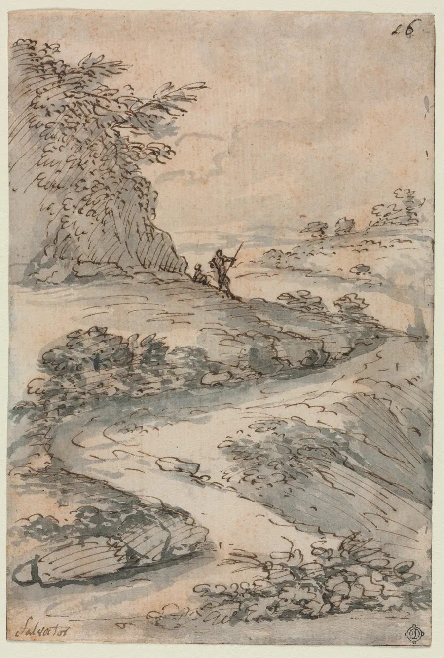 Figures on a Winding Road by Salvator Rosa