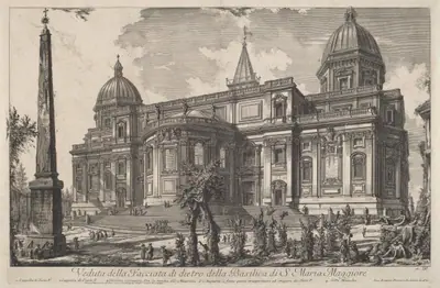Veduta della facciata di dietro della Basilica di S. Maria Maggiore