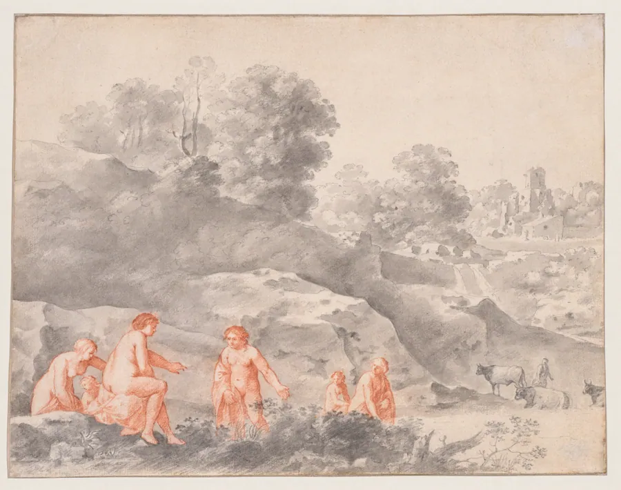 Nudes in a Landscape (possibly Diana and Callisto) by Cornelis van Poelenburch