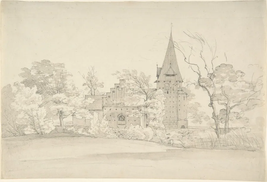 The Aller Church in Sønderjyllands Amt (Denmark), seen from the North by Johan Christian Dahl