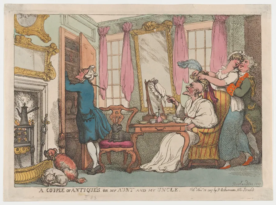A Couple of Antiques or my Aunt and my Uncle by Thomas Rowlandson