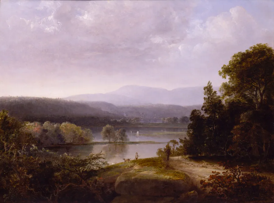 River View with Hunters and Dogs by Thomas Doughty, born Philadelphia, PA 1791-died New York City 1856