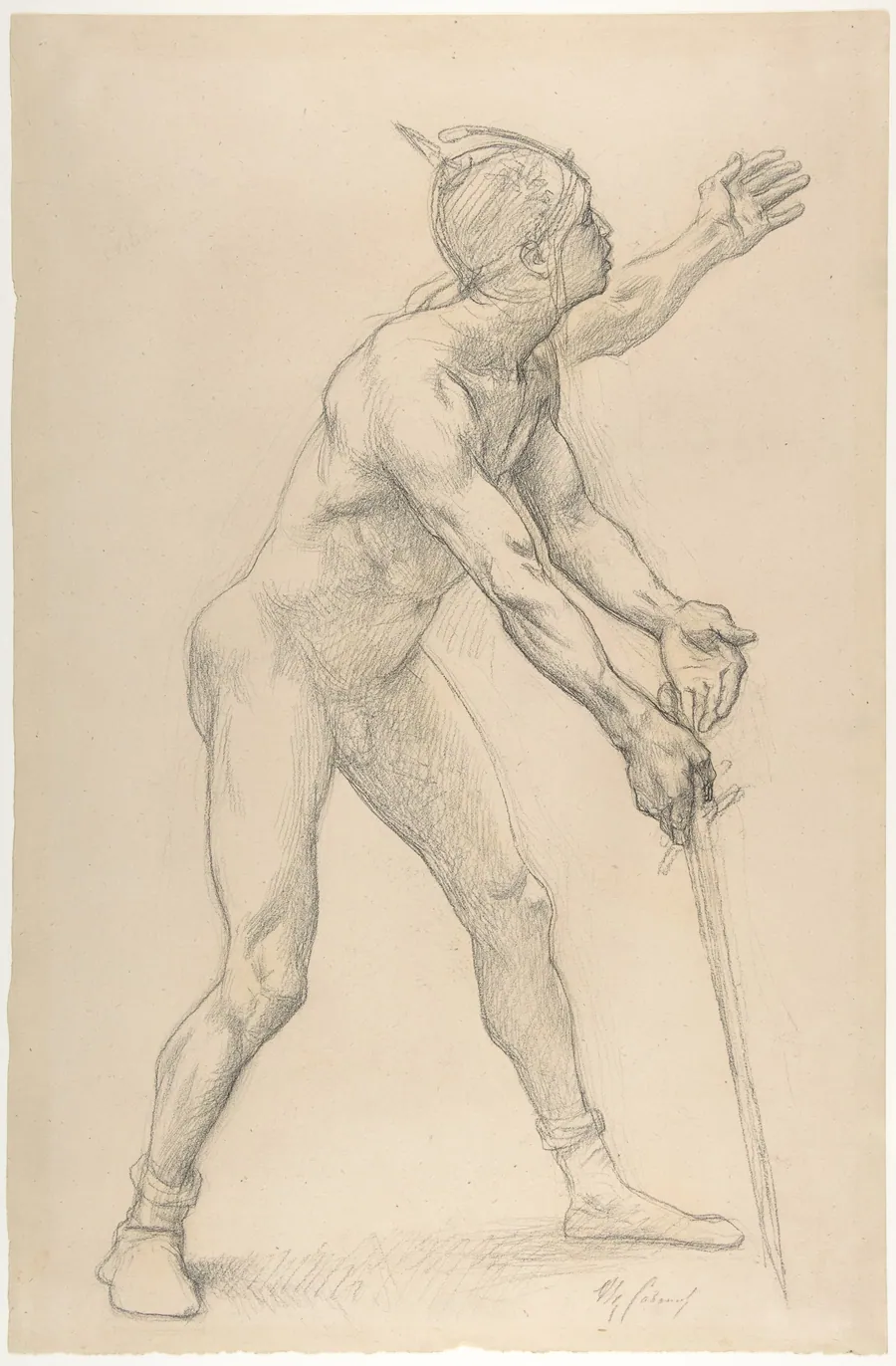 Nude Male Figure with a Sword by Alexandre Cabanel