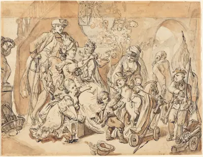 The Happy Family with Children Playing