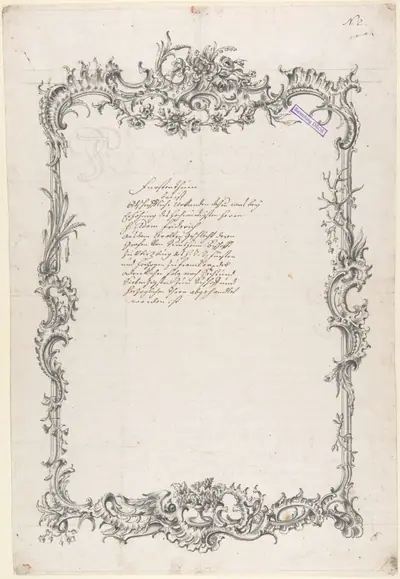 Design for a Frame with Flowers, Feathers, Leaves, and Grapes
