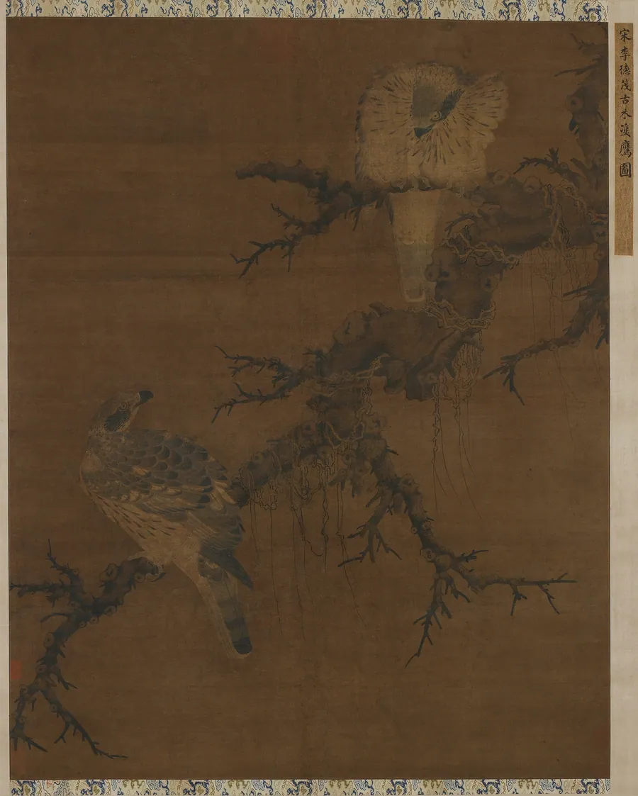Two hawks on a barren bough by Formerly attributed to Li Demao (late 12th-early 13th century)