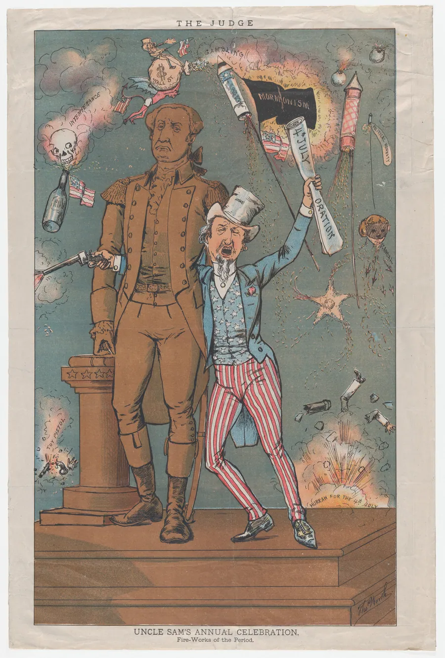Uncle Sam's Annual Celebration, Fire-Works of the Period, from "The Judge" by Thomas B. Worth
