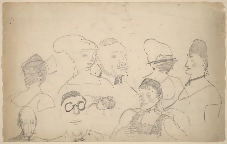 Sketches of Heads, Including One of Chester Dale by George Bellows