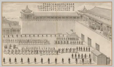 The Presentation of Uigur Captives: from Battle Scenes of the Quelling of Rebellions in the Western Regions, with Imperial Poems