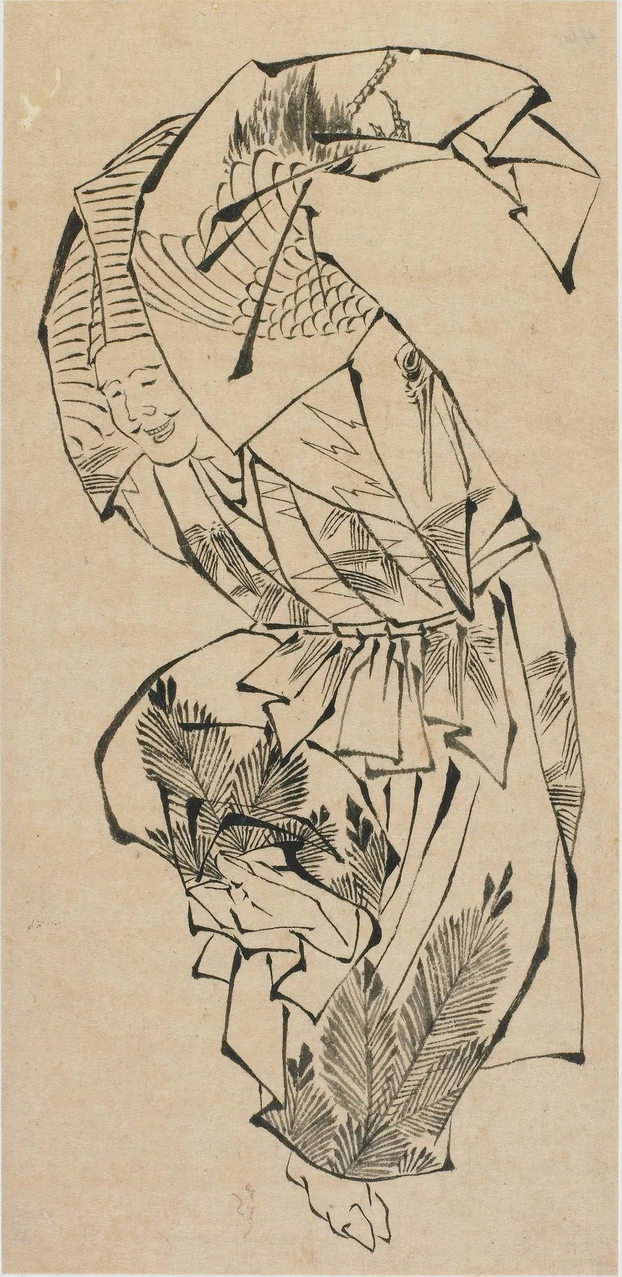 Male dancer, Manzai by Katsushika Hokusai 葛飾北斎 (1760-1849)