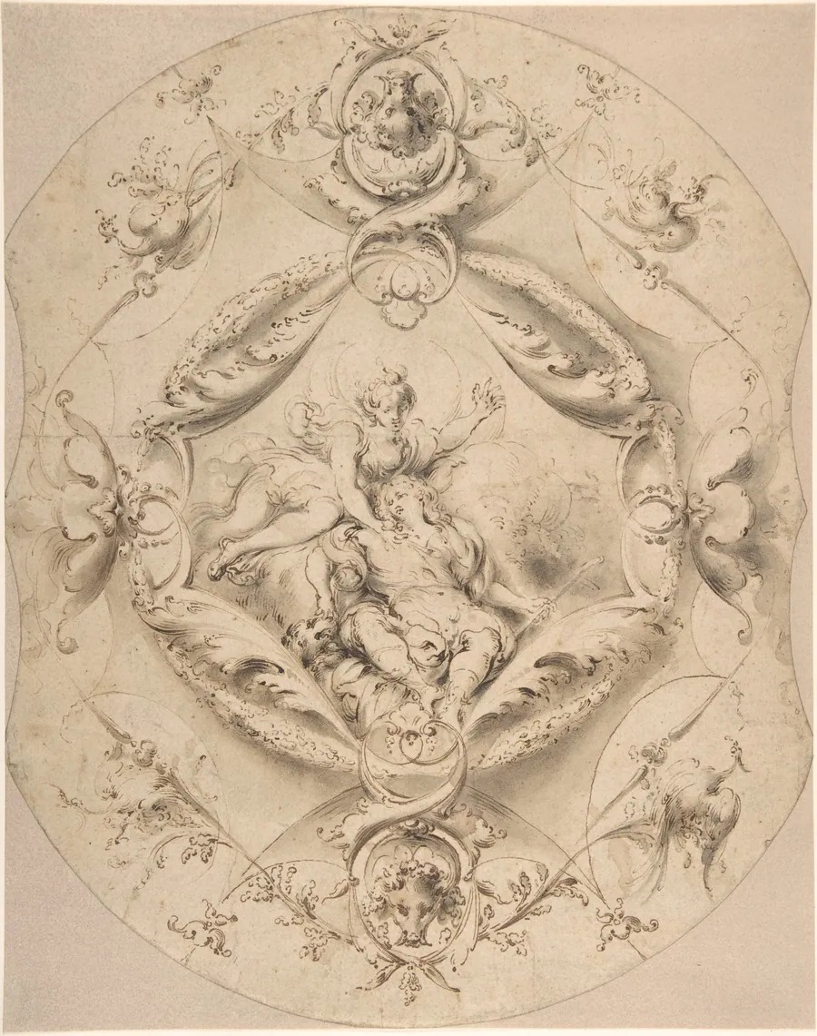 Ornamental Design with Diana and Endymion in a Central Cartouche by Jacob Denys