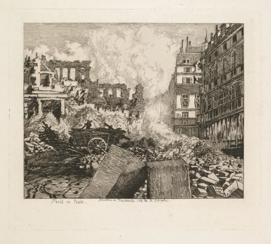 Paris en Train. Démolition du théâtre du Vaudeville: rue du Dix-Decembre by Alfred Taiée
